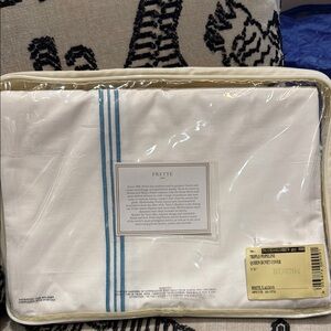 Frette White and Blue Queen Duvet Cover